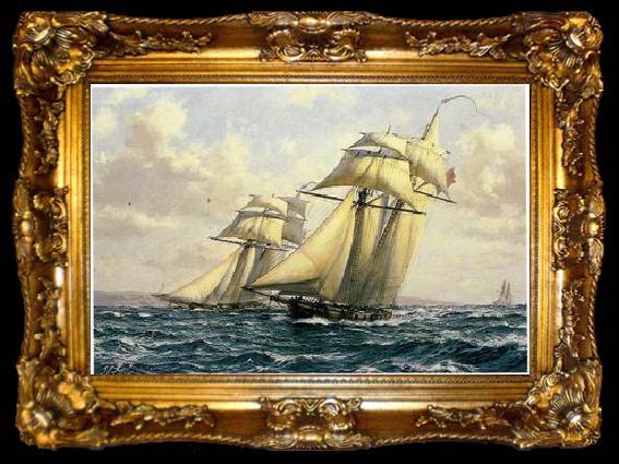 framed  unknow artist Seascape, boats, ships and warships. 115, ta009-2
